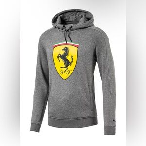 Puma x Ferrari French Terry Gray Pullover Long Sleeve Hoodie Sweatshirt Mens XL